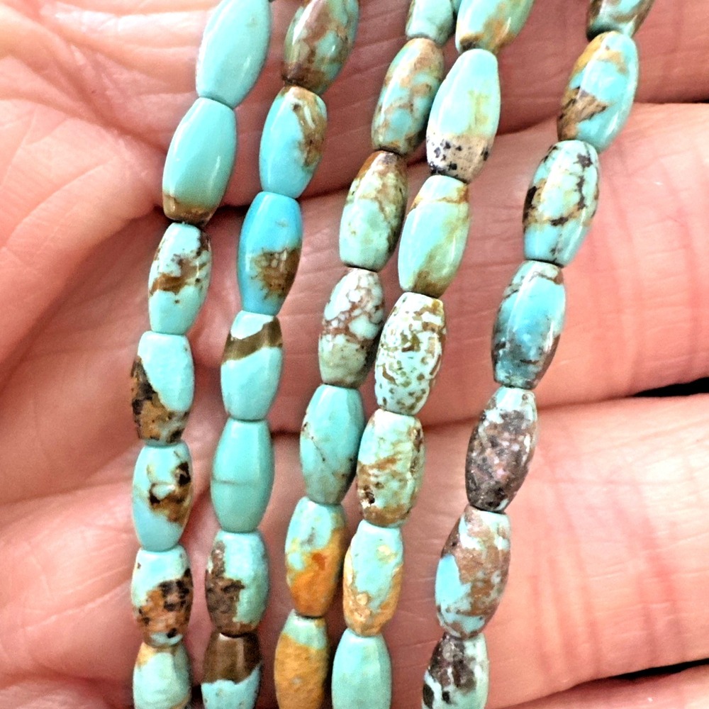 Navajo Turquoise Bead Necklace 18" Hand Strung Natural #8 Color Sterling Hook - Picture 6 of 6